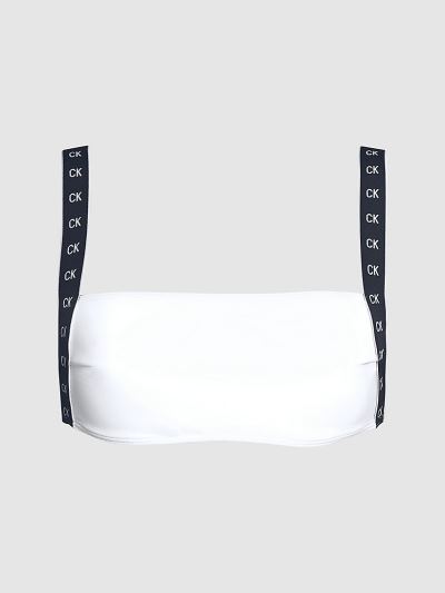 Calvin Klein Fürdőruha HU865103 | Calvin Klein Core Mono Tape Bandeau Női Bikini Felső Fehér
